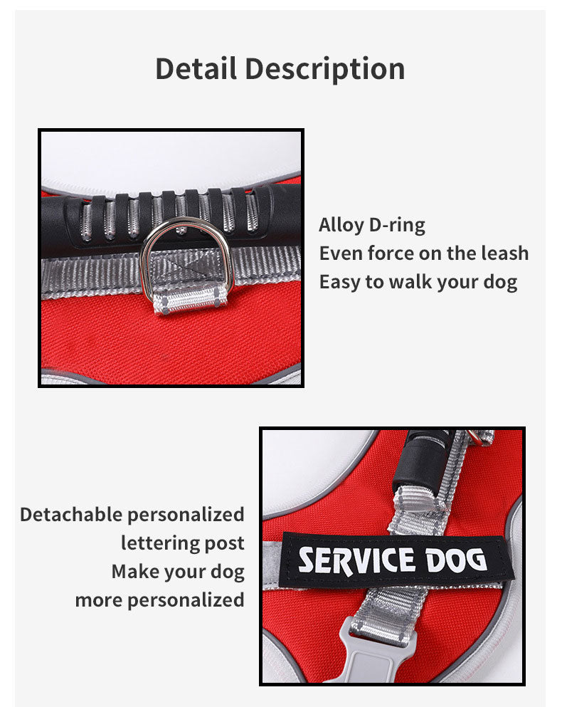 No-Pull Dog Harness with Reflective Trim, Top Handle & Velcro Patch – Padded, Adjustable, Dual D-Ring | XS–XXL | 10 Colors | Optional Leash Bundle