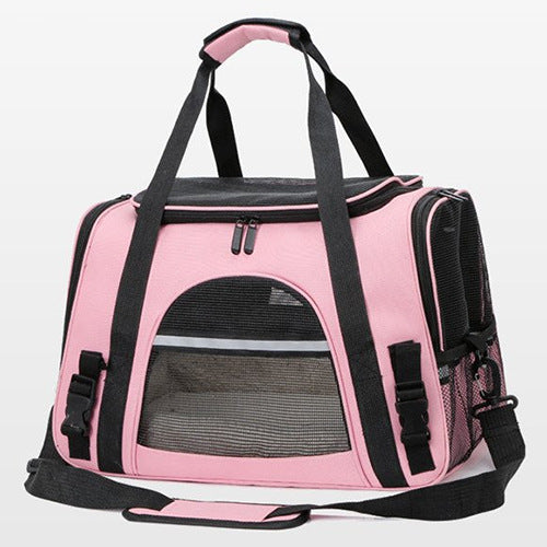 Soft-Sided Oxford Pet Carrier Bag with Wool Cushion – Mesh Ventilation, Top Handle & Shoulder Strap | Cats & Dogs up to 10kg | 6 Colors