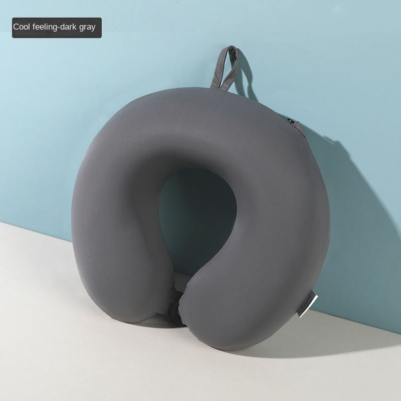 Memory Foam Travel U-Shaped Neck Pillow – Portable Airplane & Nap Pillow with EVA Storage Box