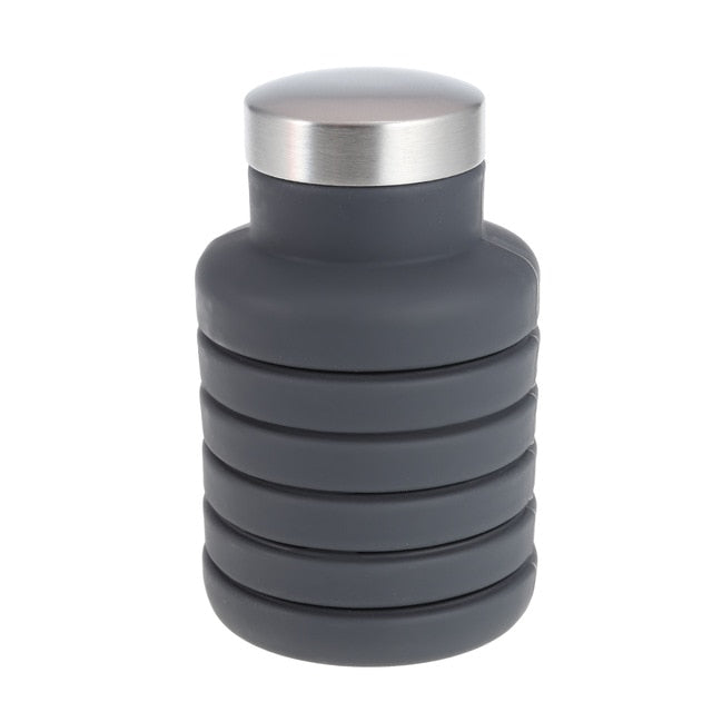 Portable Silicone Folding Water Bottle – Collapsible Travel Bottle, 225ml to 500ml