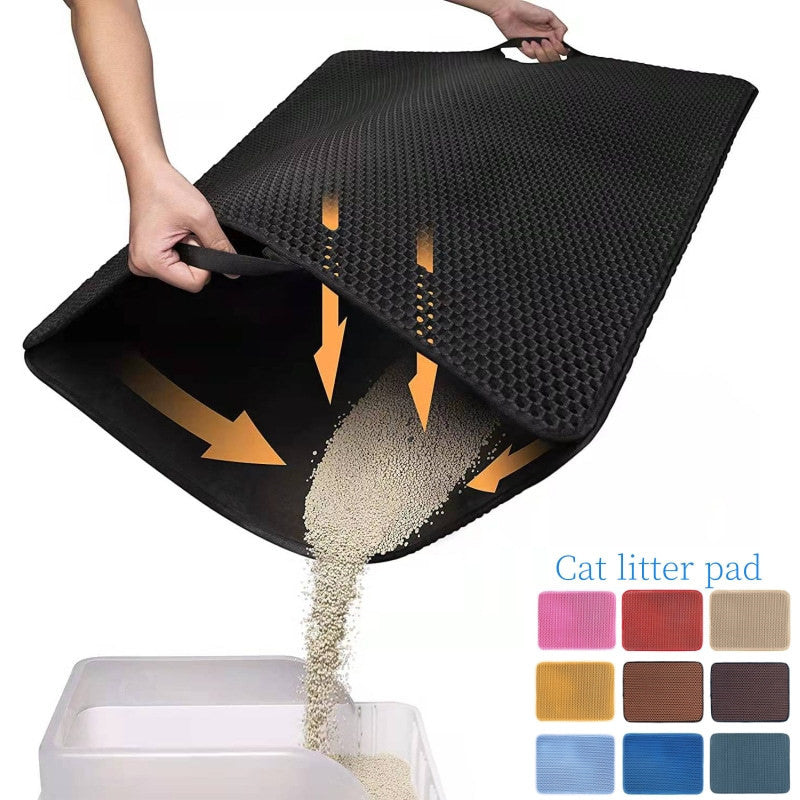 Double-Layer EVA Cat Litter Mat – Honeycomb Trapping, Waterproof Base, Easy Clean | 5 Sizes | 6 Colors