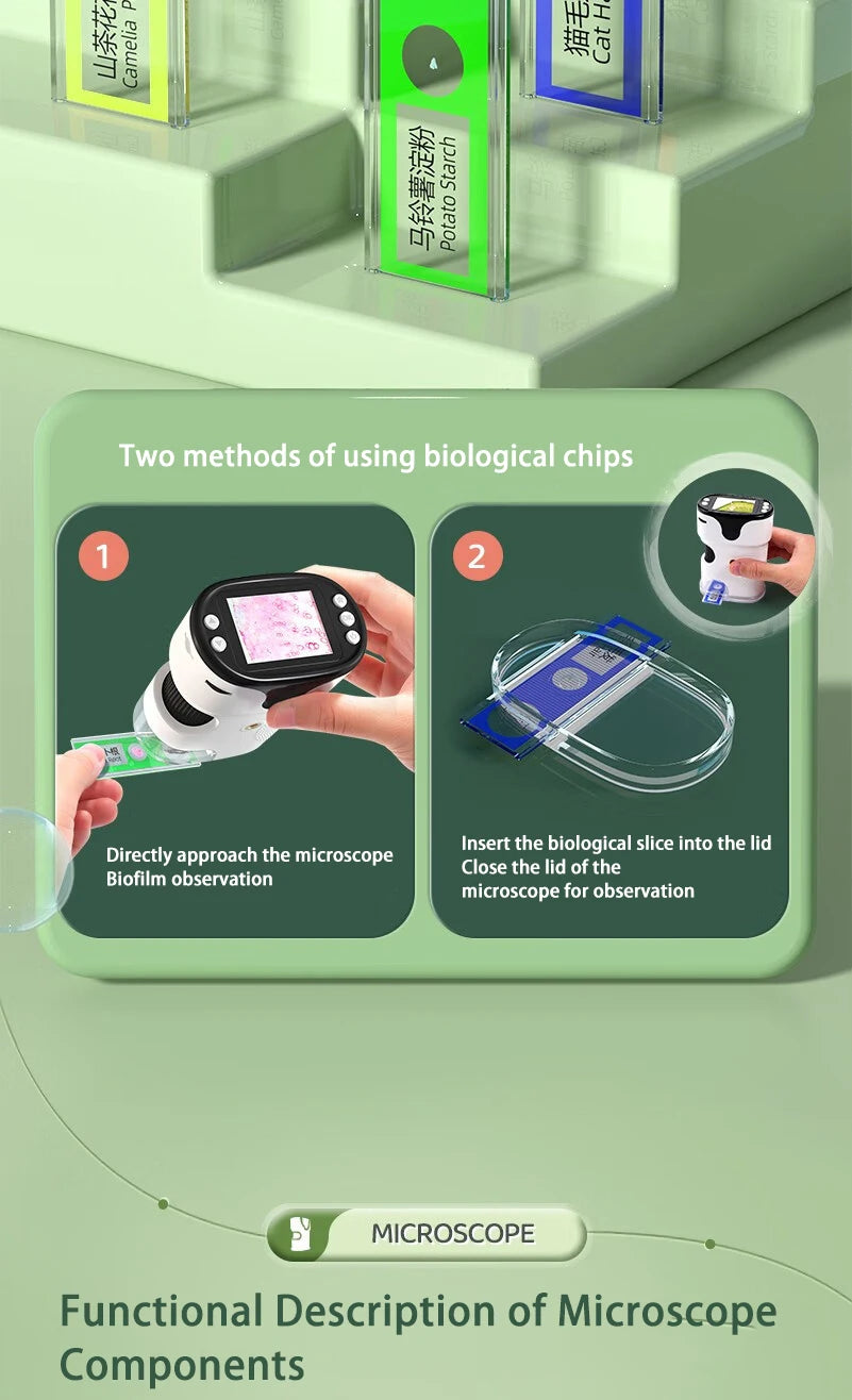 Pocket Handheld LED Microscope with Display and Memory Card