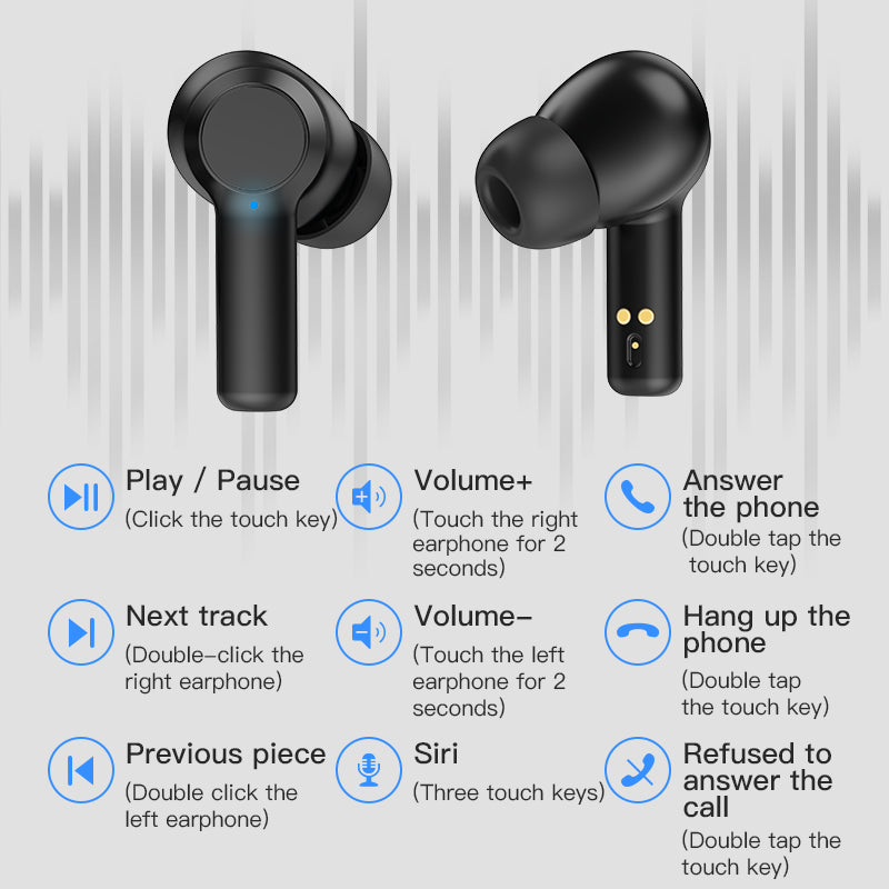 W20 True Wireless Bluetooth Earbuds – Touch Control In-Ear Headset