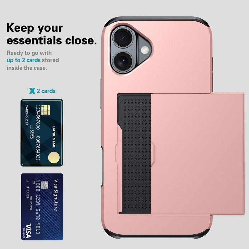 PC Slide Card Holder Case for iPhone 12–17 Models