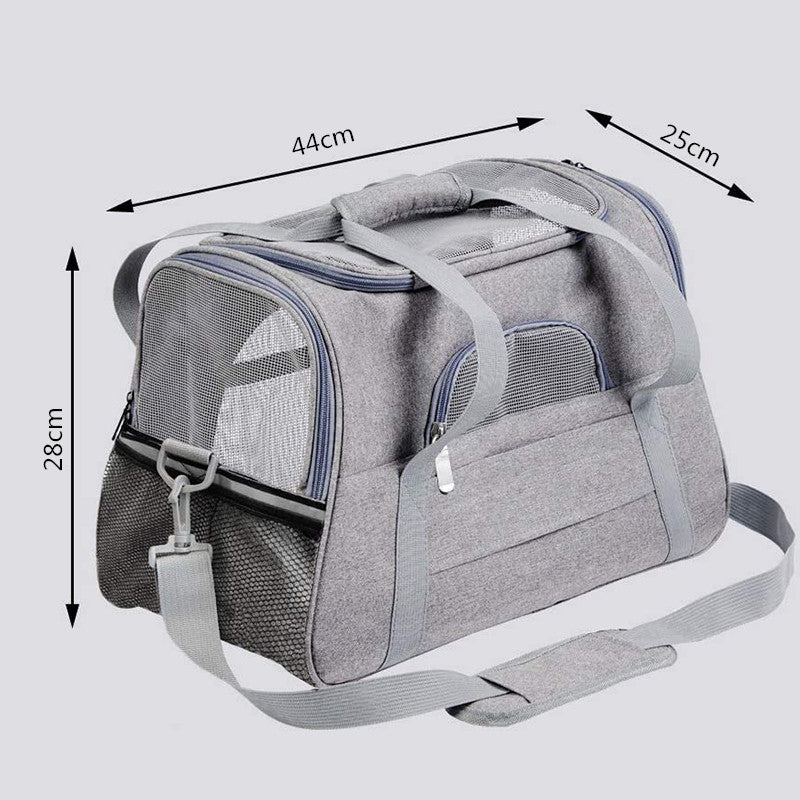 Soft-Sided Oxford Pet Carrier Bag with Wool Cushion – Mesh Ventilation, Top Handle & Shoulder Strap | Cats & Dogs up to 10kg | 6 Colors