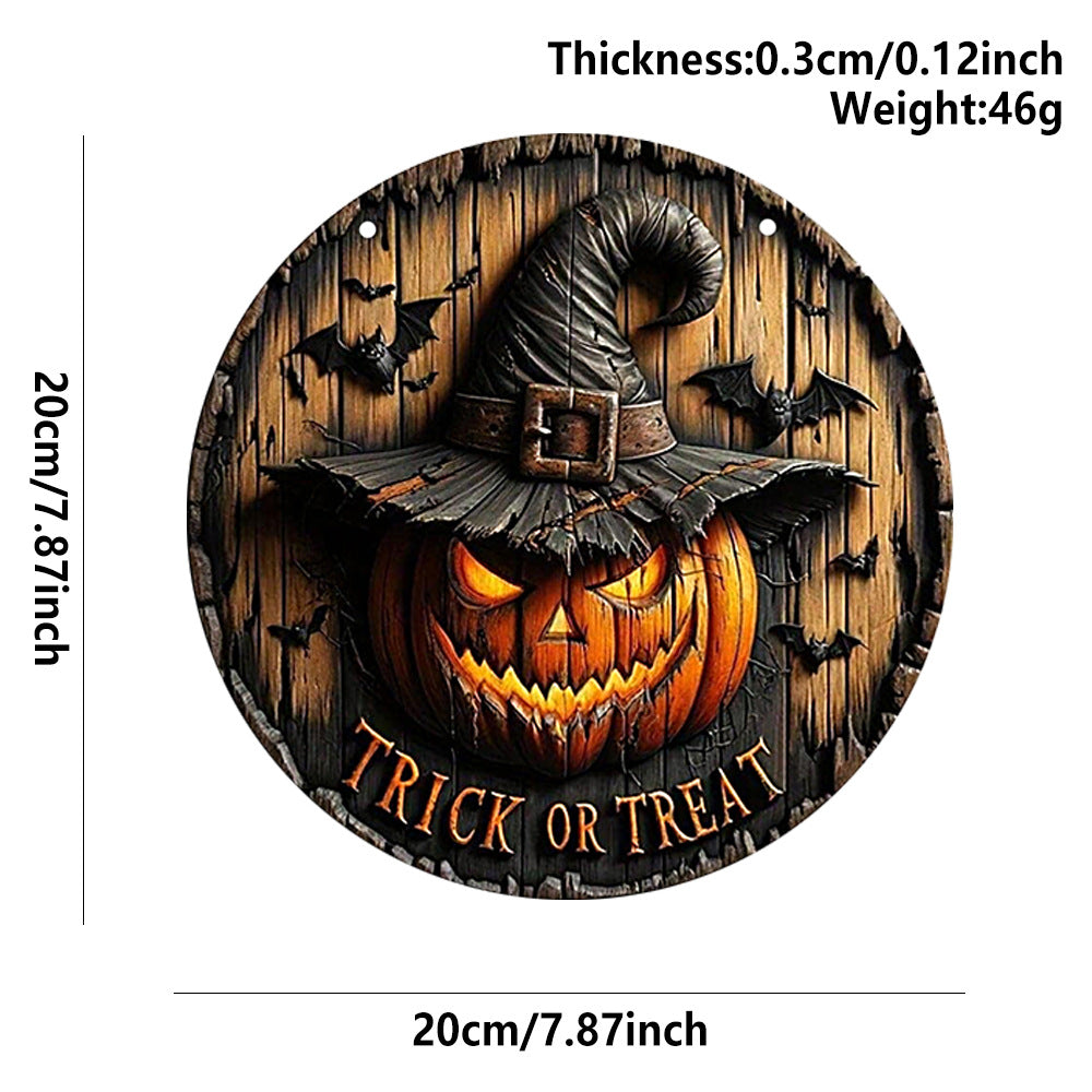 20 cm Wooden Halloween Door Sign, Pumpkin or Skeleton