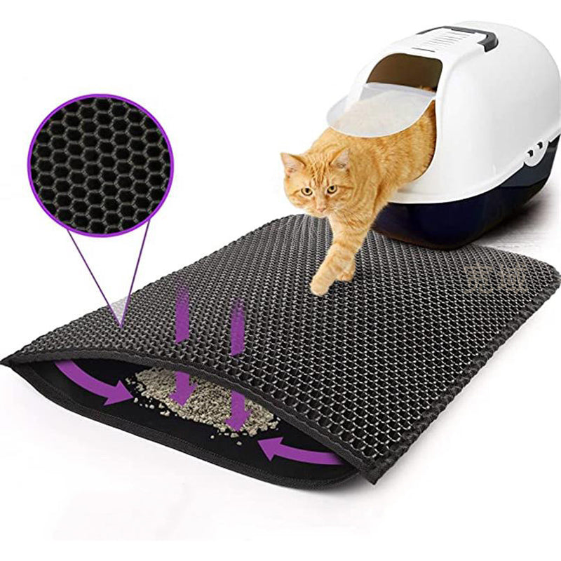 Double-Layer EVA Cat Litter Mat – Honeycomb Trapping, Waterproof Base, Easy Clean | 5 Sizes | 6 Colors