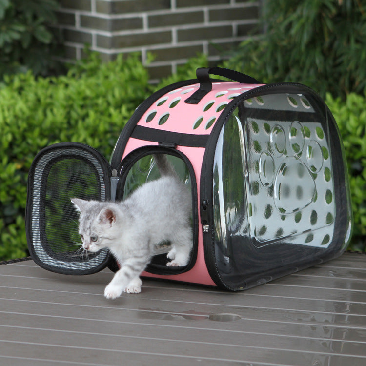 Foldable Transparent Pet Carrier Bag – Clear Bubble Window, Ventilated, Collapsible | Cats & Small Dogs | S & L | 4 Colors