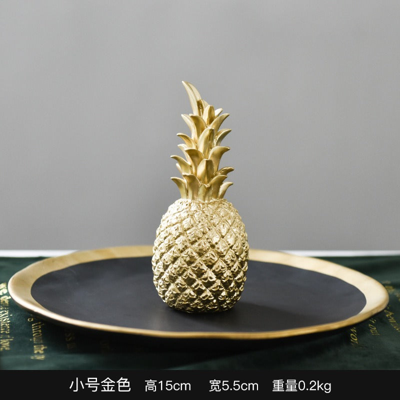 Resin Pineapple Figurine | Gold Crown Home Decor Sculpture | 3 Colors, 3 Sizes
