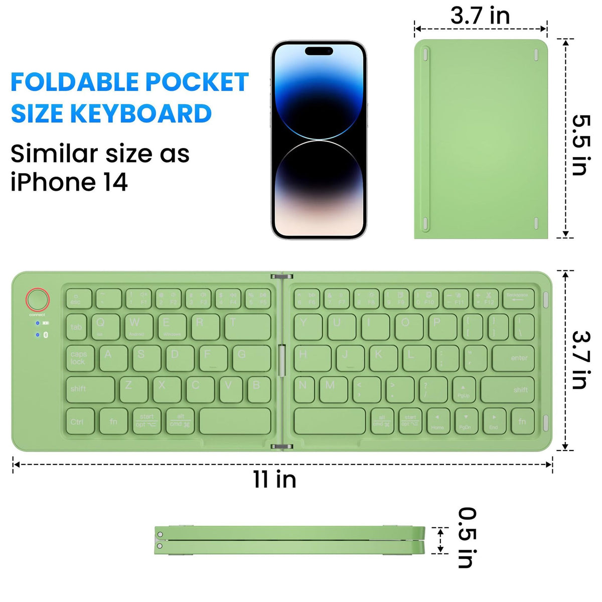 68-Key Ultra-Slim Folding Bluetooth Keyboard