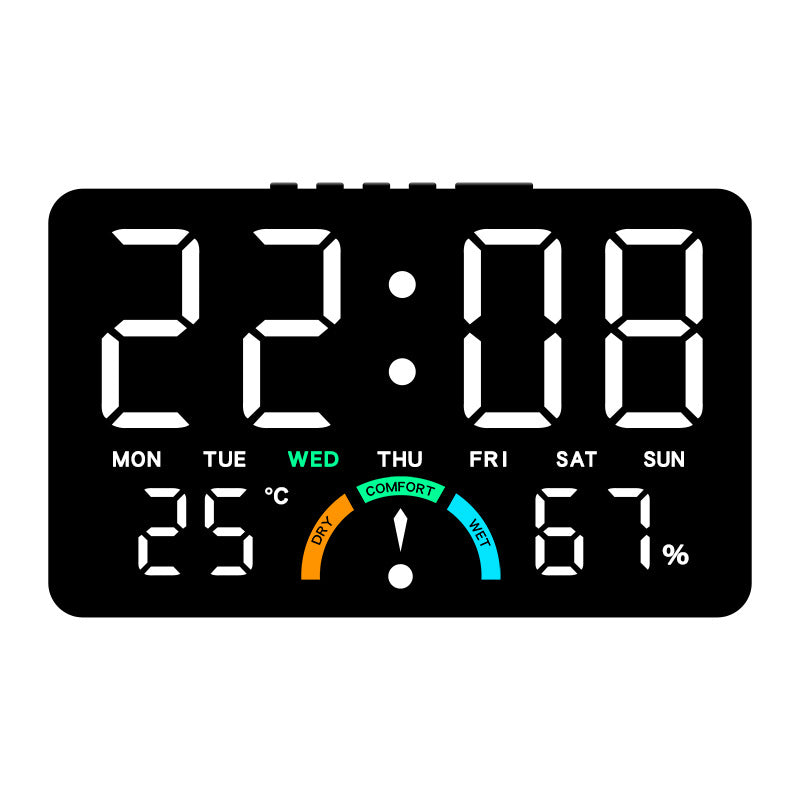 Large LED Digital Alarm Clock with Temperature, Humidity & Comfort Level Display