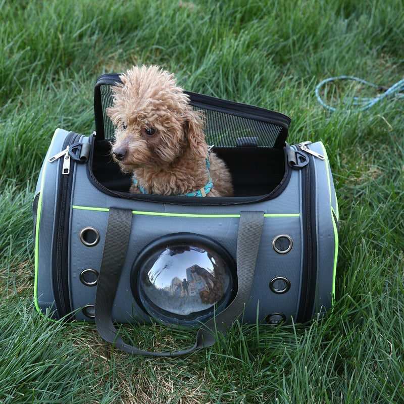 Space Capsule Pet Carrier Bag with Bubble Window – Breathable Oxford, 16L, Shoulder Strap | Cats & Small Dogs | 2 Sizes, 2 Colors