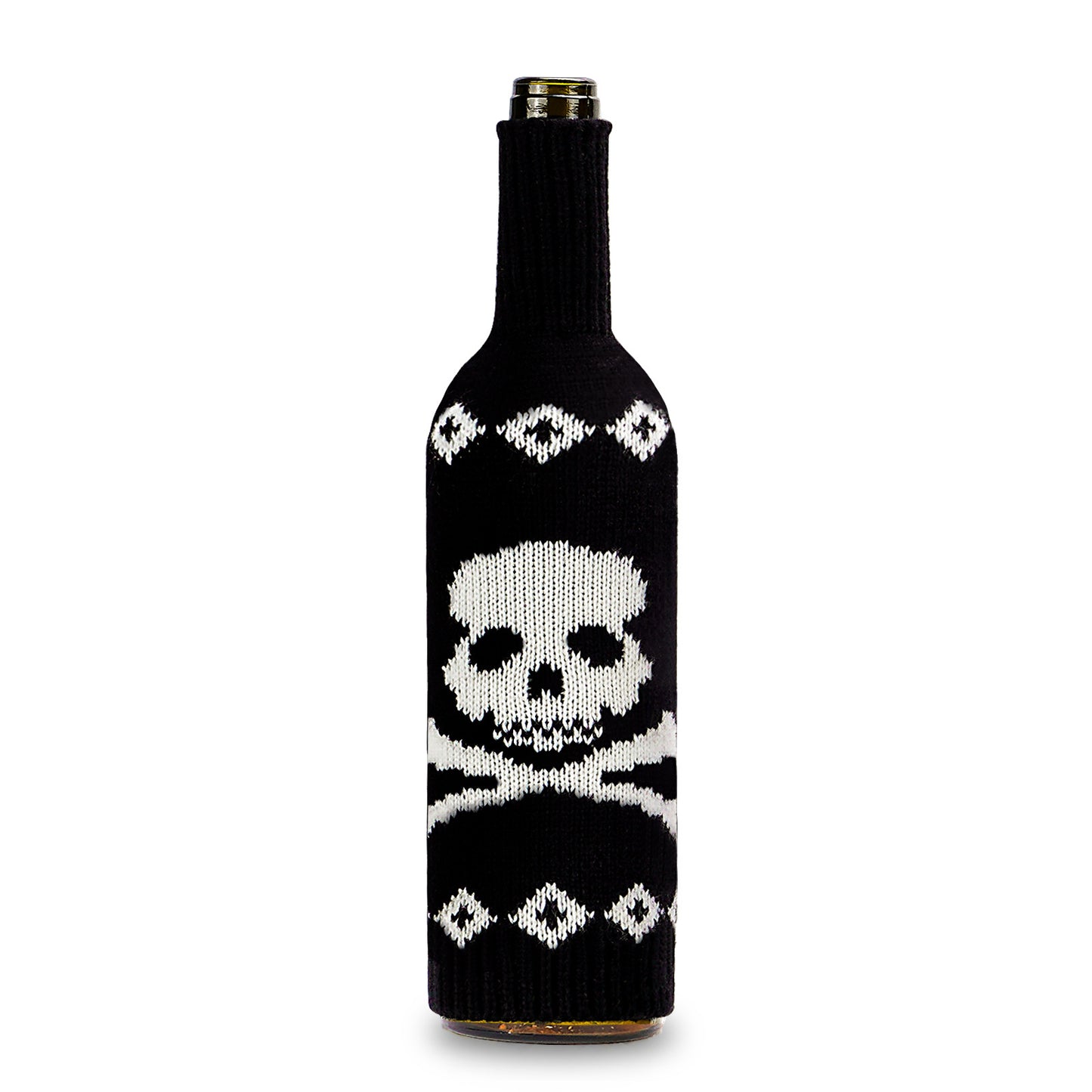 Halloween Knitted Wine Bottle Sweater Cover – Pumpkin, Skull & Spider Spooky Bottle Decoration