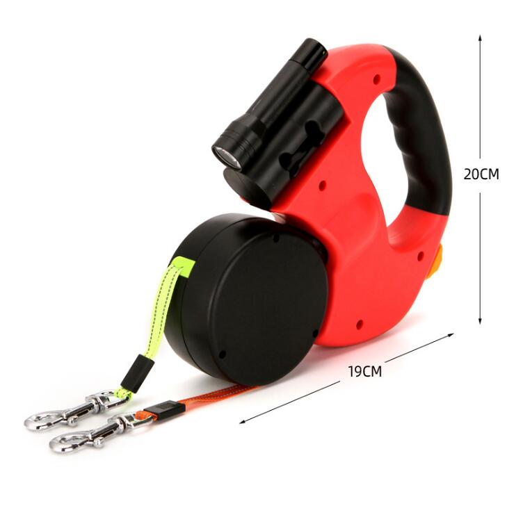 Dual Retractable Dog Leash for Two Dogs – 3M Zero-Tangle Double Leash with Waste Bag Dispenser | Nylon | 3 Colors