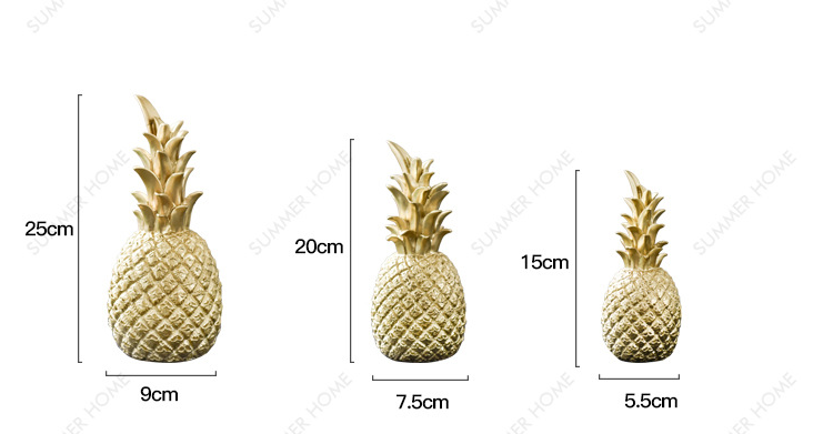Resin Pineapple Figurine | Gold Crown Home Decor Sculpture | 3 Colors, 3 Sizes