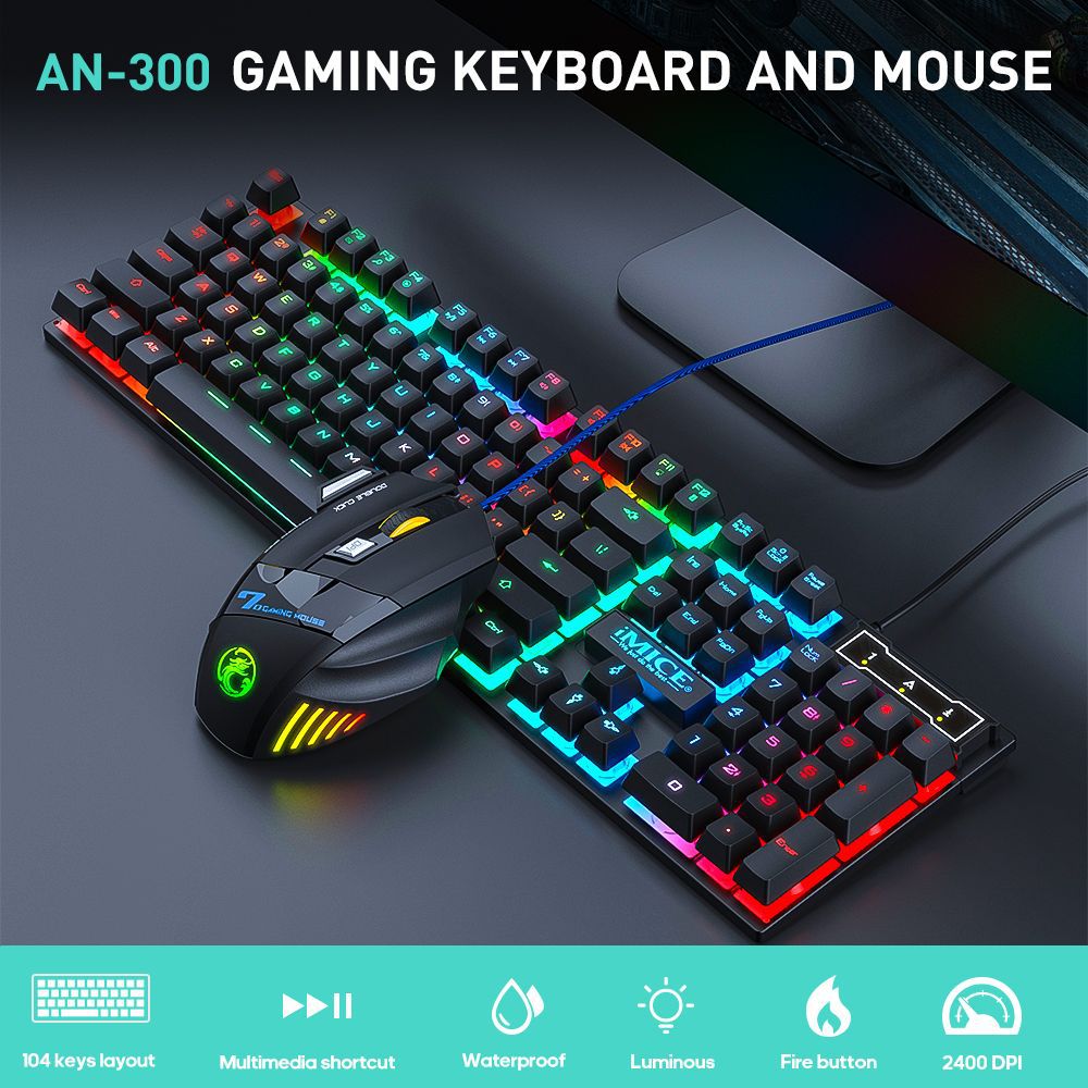 AN-300 104-Key Wired Gaming Keyboard and 7D Mouse Combo