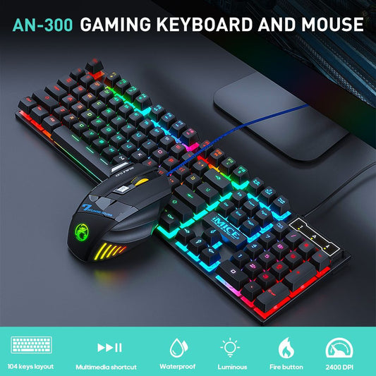 AN-300 104-Key Wired Gaming Keyboard and 7D Mouse Combo