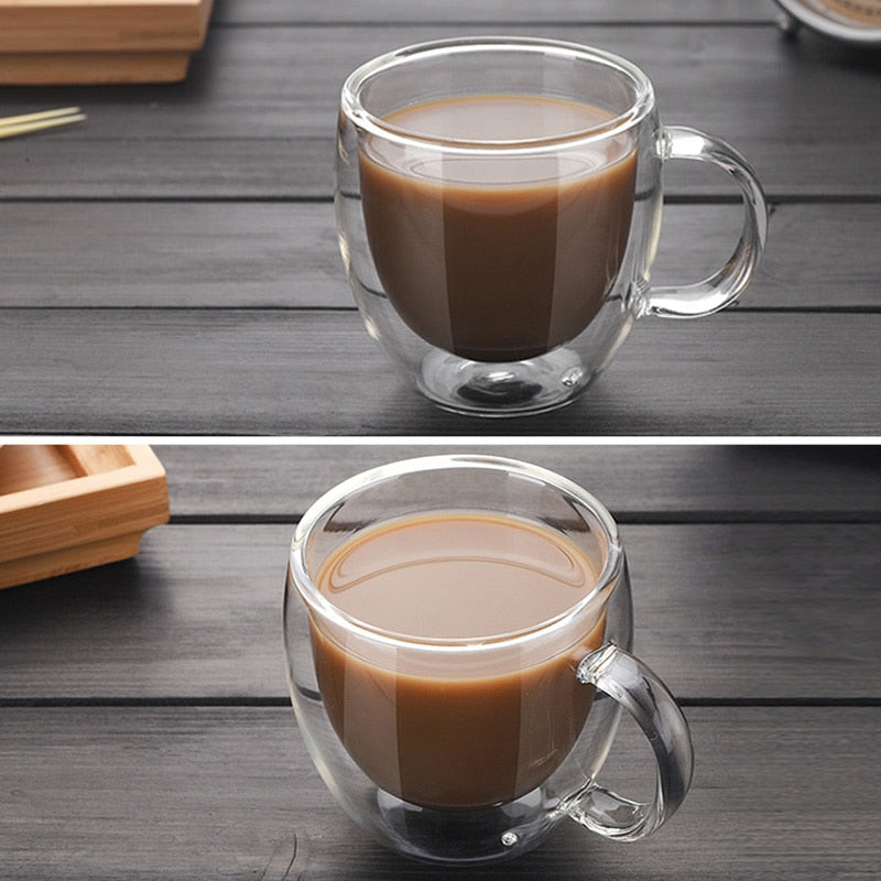 Double-Wall Borosilicate Glass Mug – Heat-Resistant Transparent Coffee & Tea Cup