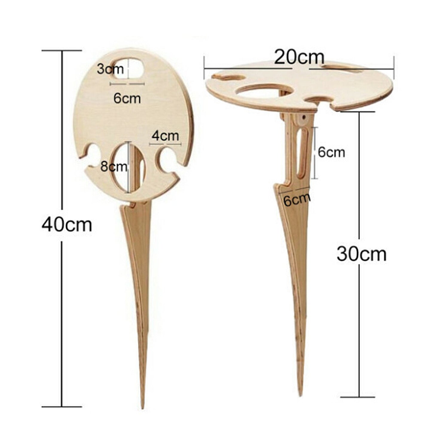 Foldable Outdoor Wine Picnic Table – Portable Wooden Stake Table for Wine Bottle & Glasses | Beach, Camping & Garden