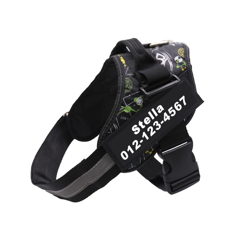 Personalized No-Pull Dog Harness – Oxford Cloth with Custom ID Patch, Reflective Strip & Top Handle | Baby to XXL | 13 Styles