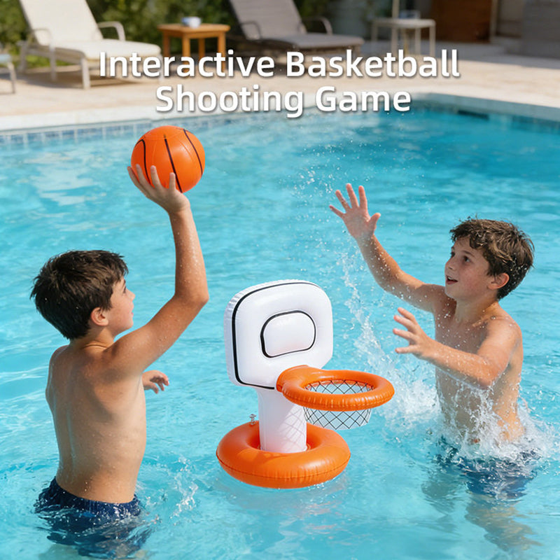 Floating Inflatable Pool Basketball Hoop Set with Mini Ball