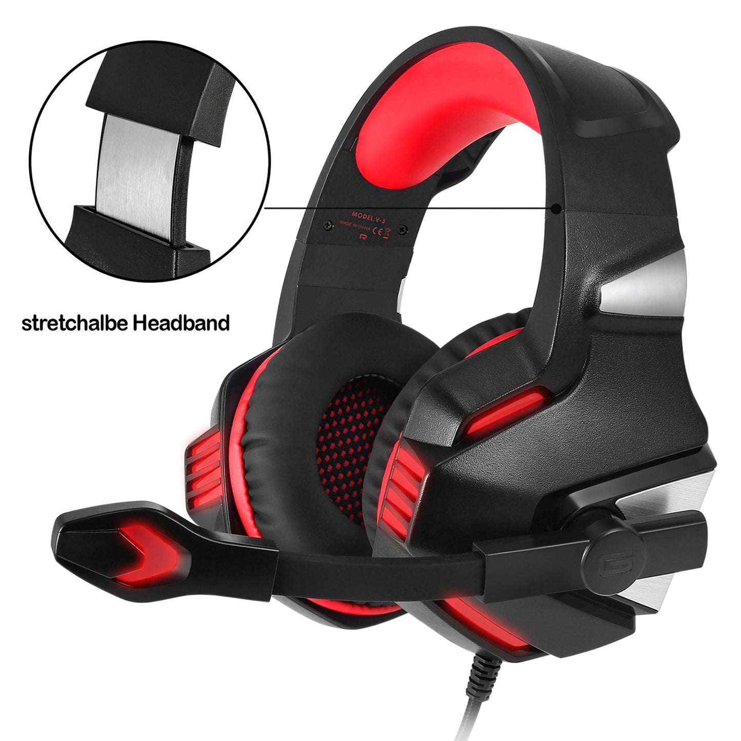 Wired RGB Gaming Headset with 50mm Drivers and Adjustable Microphone