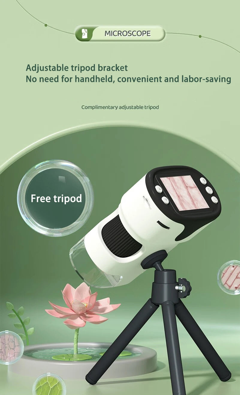 Pocket Handheld LED Microscope with Display and Memory Card