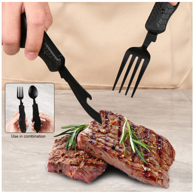 Detachable Folding Stainless Steel Camping Cutlery Set, Knife Fork Spoon