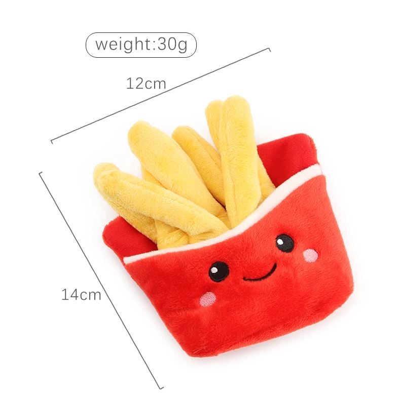 Fast Food Plush Squeaky Dog Toy – Cute French Fries, Burger & Cup Designs | Soft Chew & Squeak | Dogs | 3 Styles