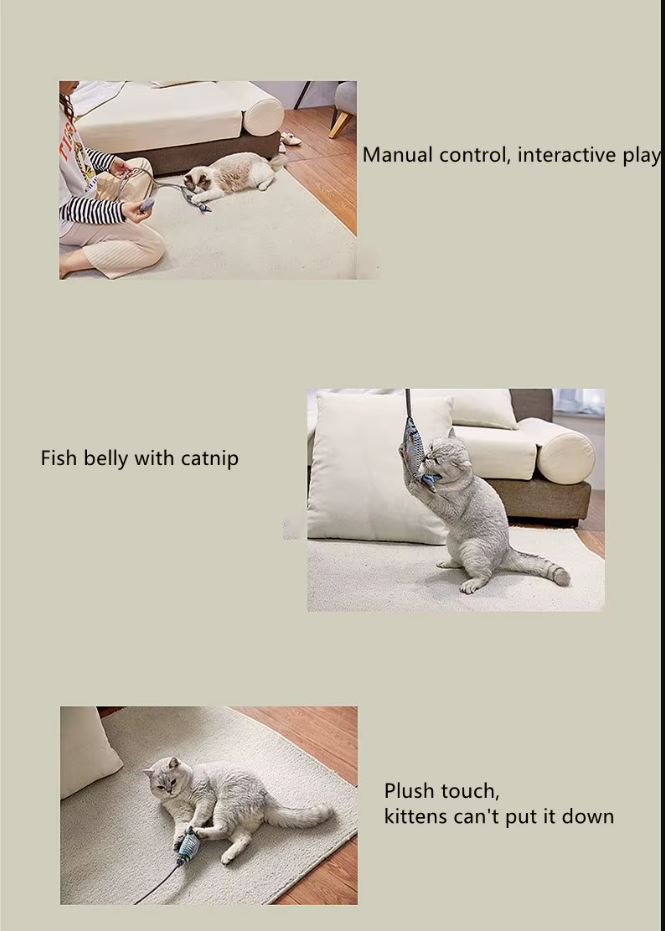 130cm Elastic Bungee Cat Teaser Wand – Plush Fluffy Teaser Head, Spring-Action Cord, Hands-On Interactive Play | Cats | 5 Styles