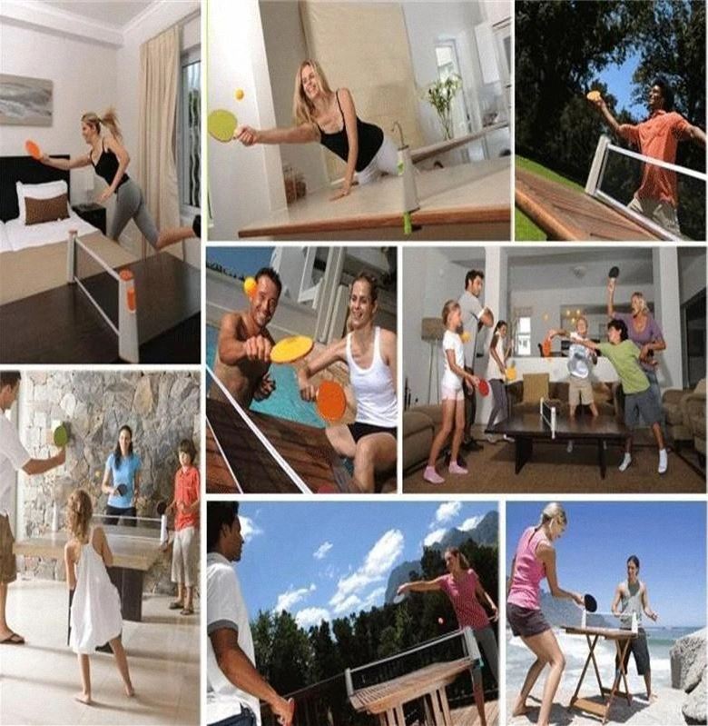 Portable 1.7 m Retractable Table Tennis Net Set with Rackets and Balls