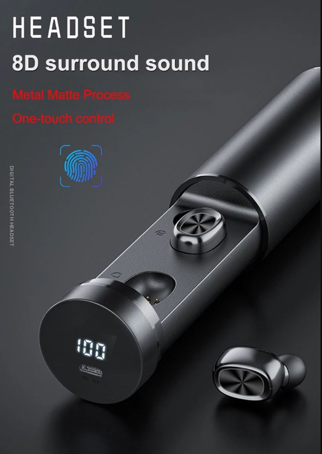 B9 Bluetooth 5.0 Wireless Earbuds with Touch Controls and Charging Case
