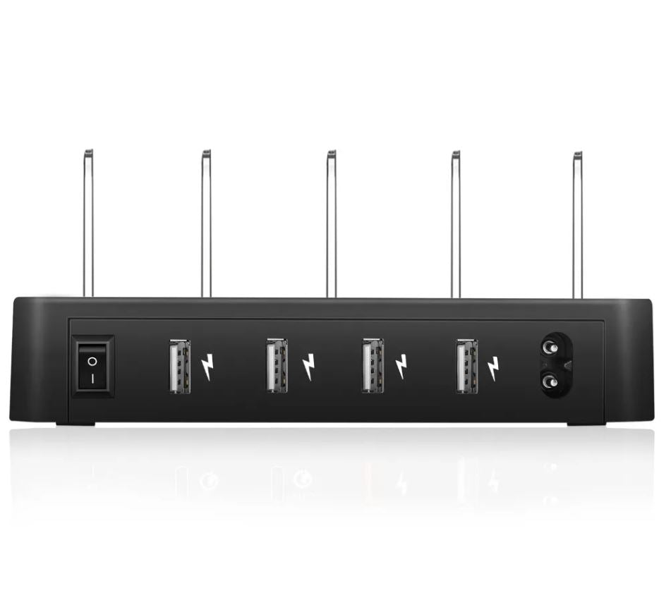 4-Port 24W USB Charging Station Dock with Device Organizer