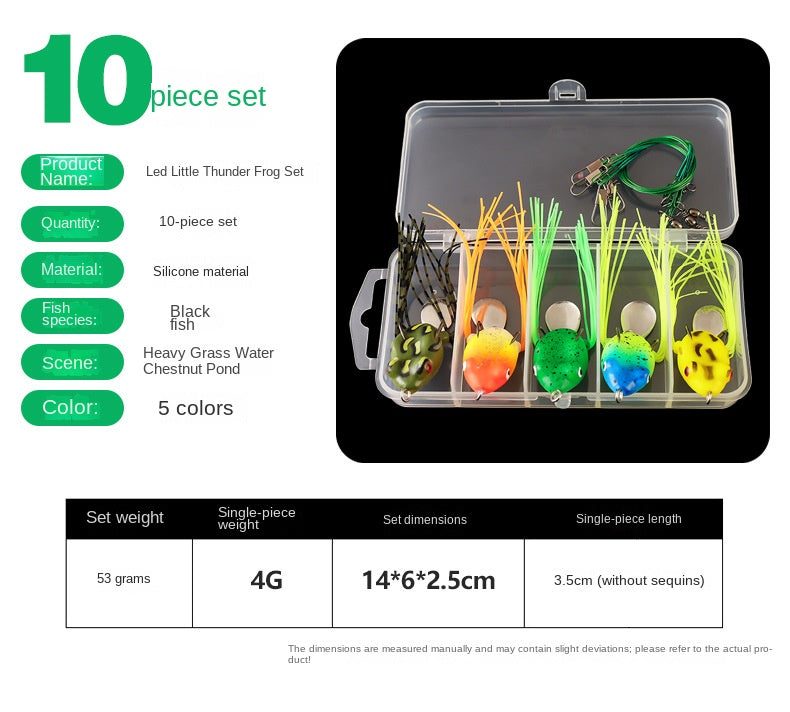 3 cm Double-Whisker Frog Fishing Lure Set, 11 Pieces