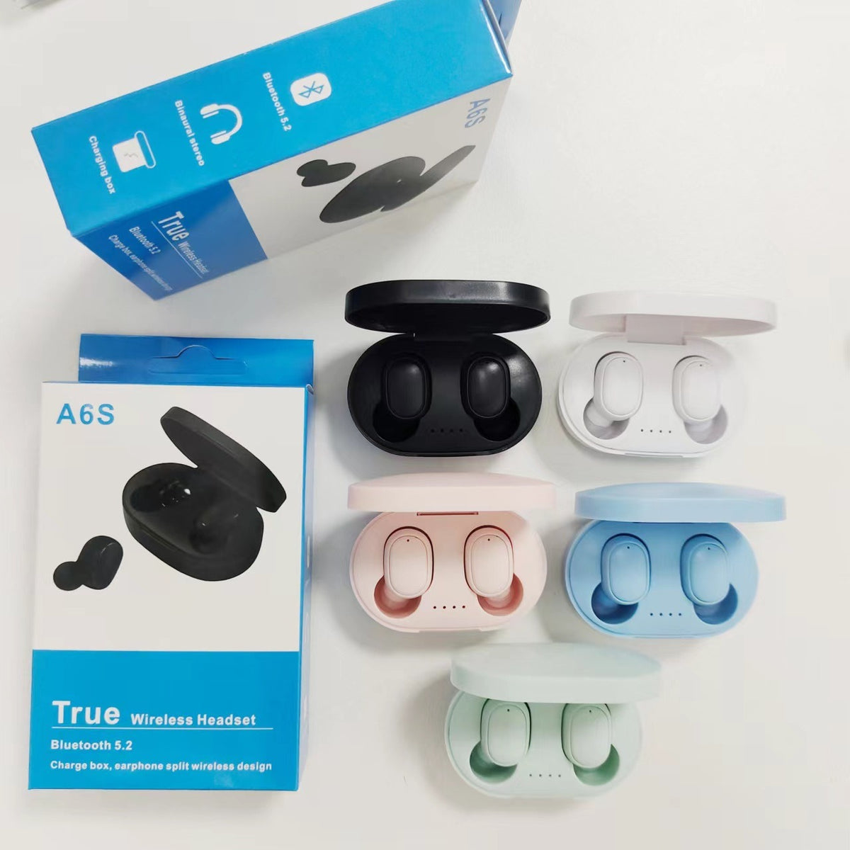 A6S Bluetooth 5.2 TWS Wireless Earbuds with Charging Case