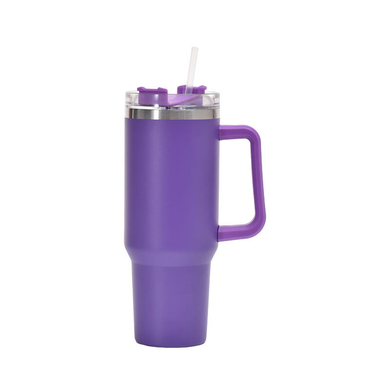 40oz Insulated Stainless Steel Tumbler with Handle, Lid & Straw – Travel Coffee Cup