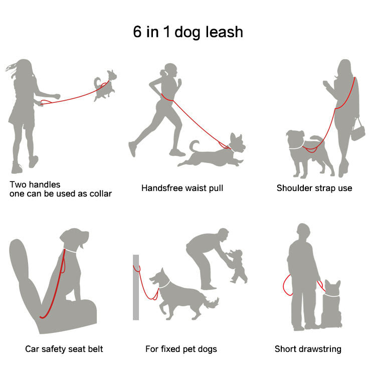 6-in-1 Hands-Free Dog Leash – Bungee Shock Absorber, Reflective, Padded Handle | Running, Jogging & Walking | 4 Colors