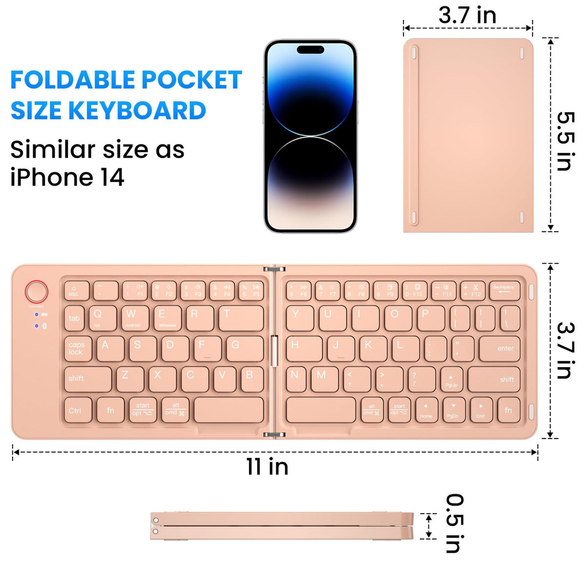 68-Key Ultra-Slim Folding Bluetooth Keyboard