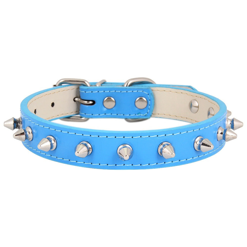 Spiked Leather Pet Collar with Silver Cone Studs – Adjustable, Soft-Lined | Dogs & Cats | XS–L | 4 Colors