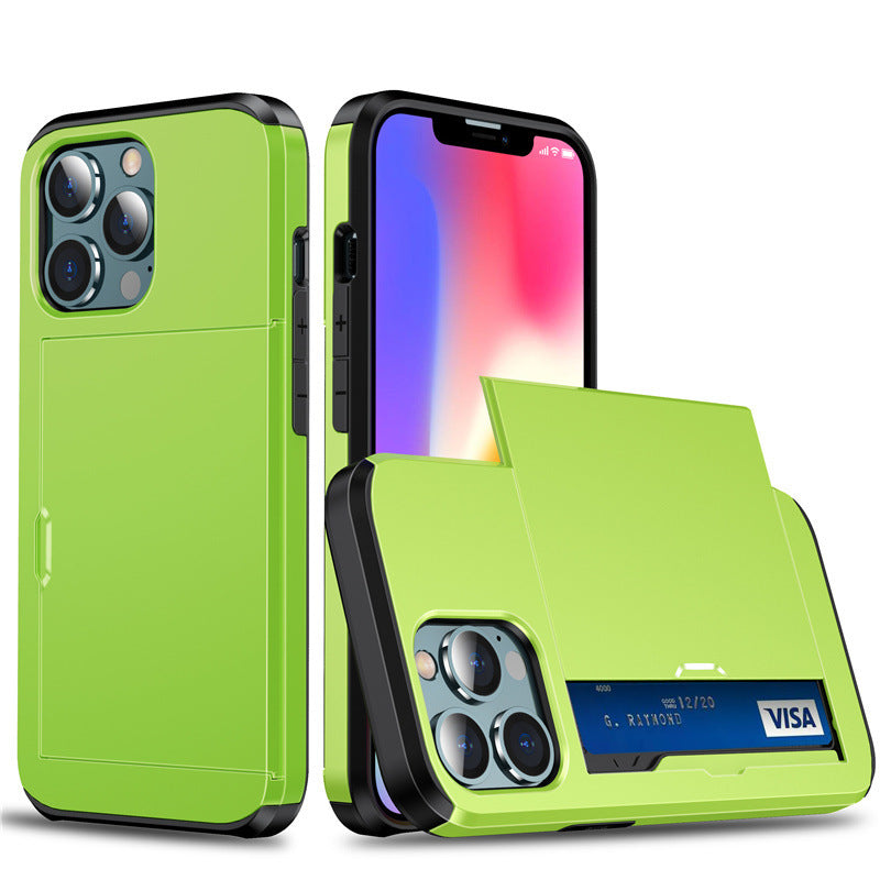 PC Slide Card Holder Case for iPhone 12–17 Models