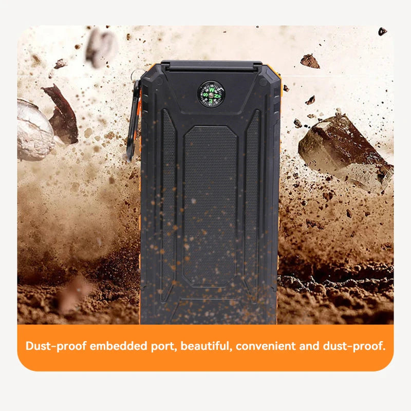 10,000mAh Solar Power Bank with Flashlights & Compass