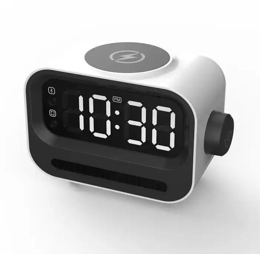 Bluetooth Speaker Alarm Clock with 15W Wireless Charging & Voice-Controlled Light