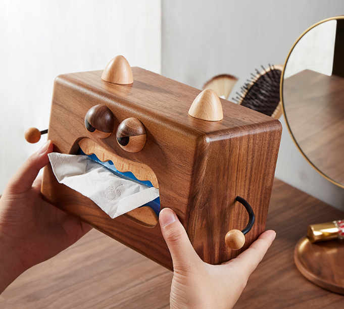 Small Monster Wooden Tissue Box Holder