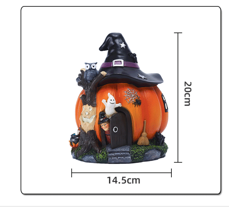 20 cm Halloween Pumpkin House Resin Decoration