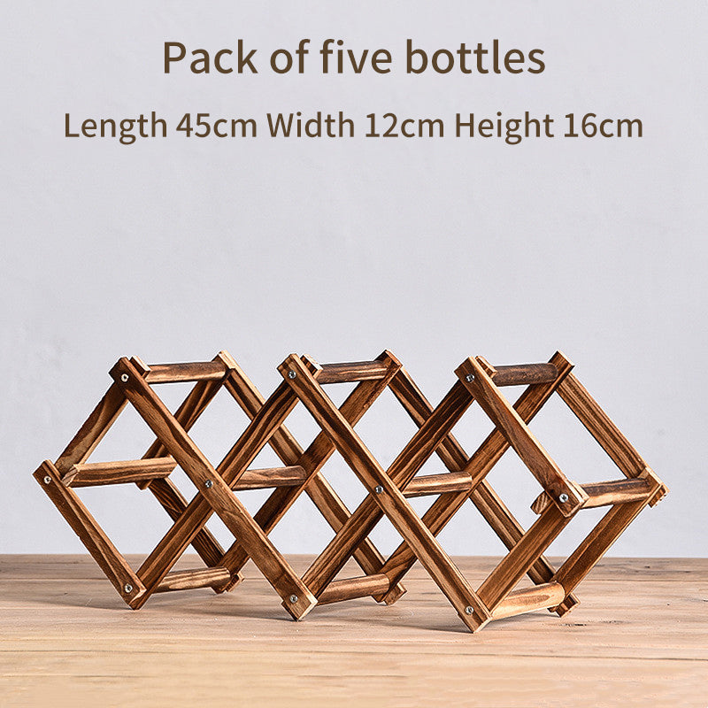 Foldable Solid Wood Wine Rack – Diamond Lattice Countertop Bottle Holder | Natural & Carbonized | 3, 5, 6 & 10 Bottle