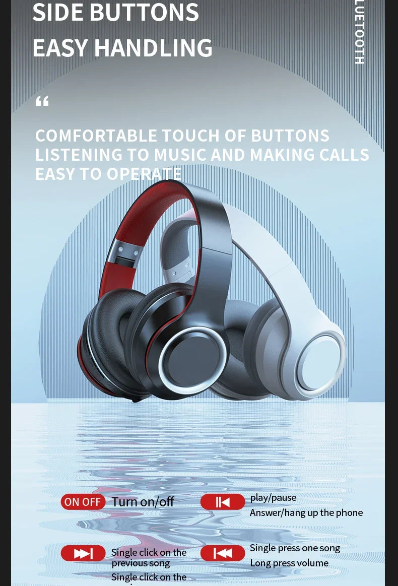 DR90 Wireless Bluetooth Headphones – Heavy Bass, Long Battery Life, TF Card & EQ Support