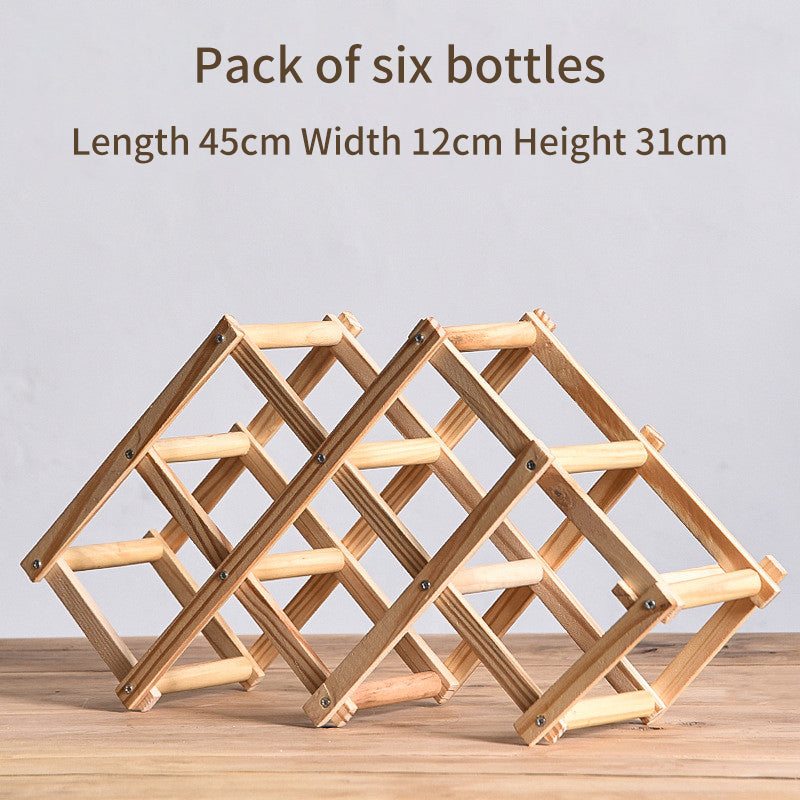 Foldable Solid Wood Wine Rack – Diamond Lattice Countertop Bottle Holder | Natural & Carbonized | 3, 5, 6 & 10 Bottle
