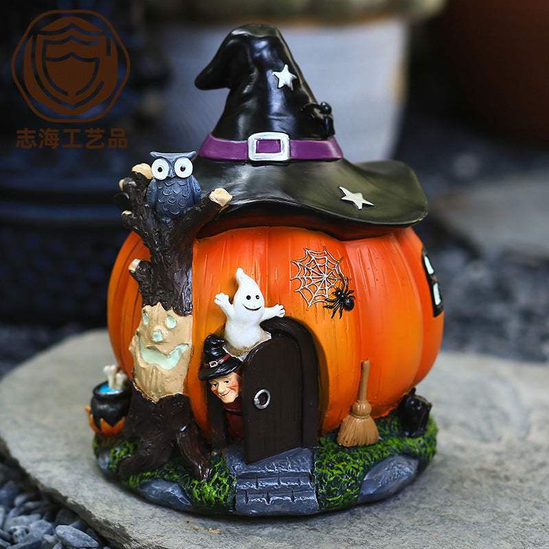 20 cm Halloween Pumpkin House Resin Decoration