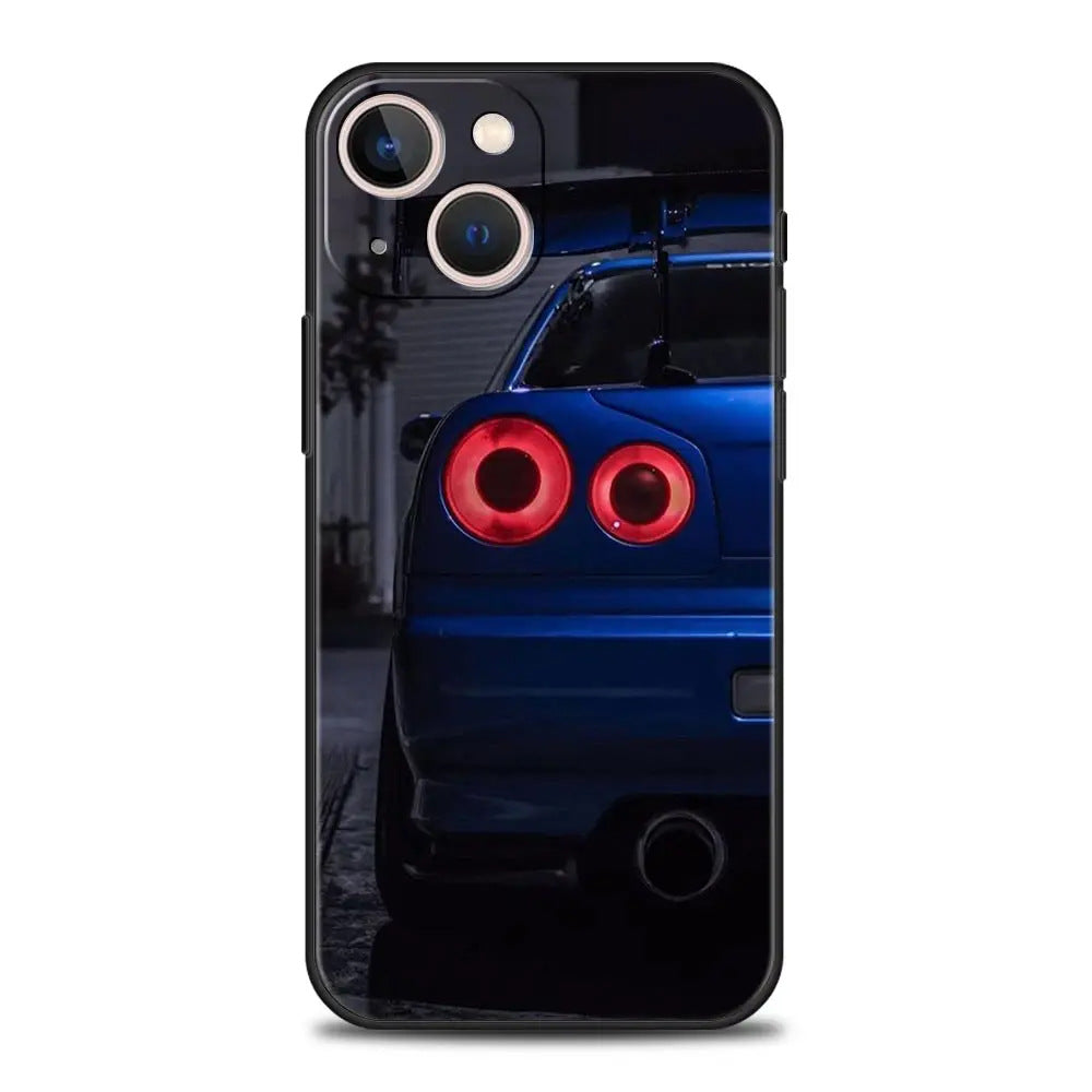 Blue & Red JDM Sports Car TPU Phone Case for iPhone 12–15