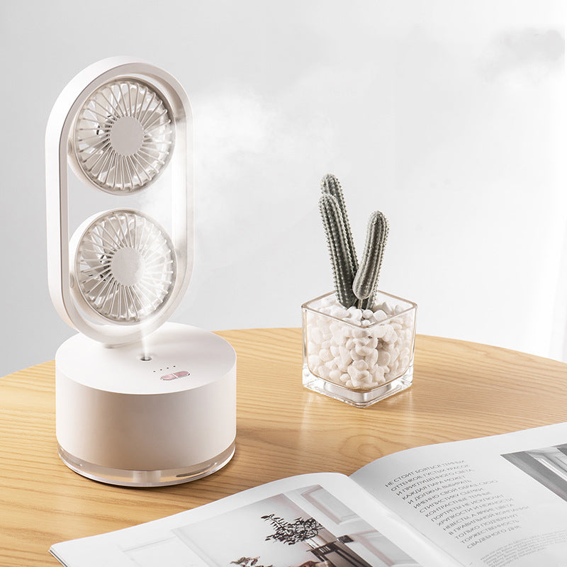2-in-1 USB Desk Fan with Misting Humidifier – 3-Speed Spray Cooling Fan for Home & Office